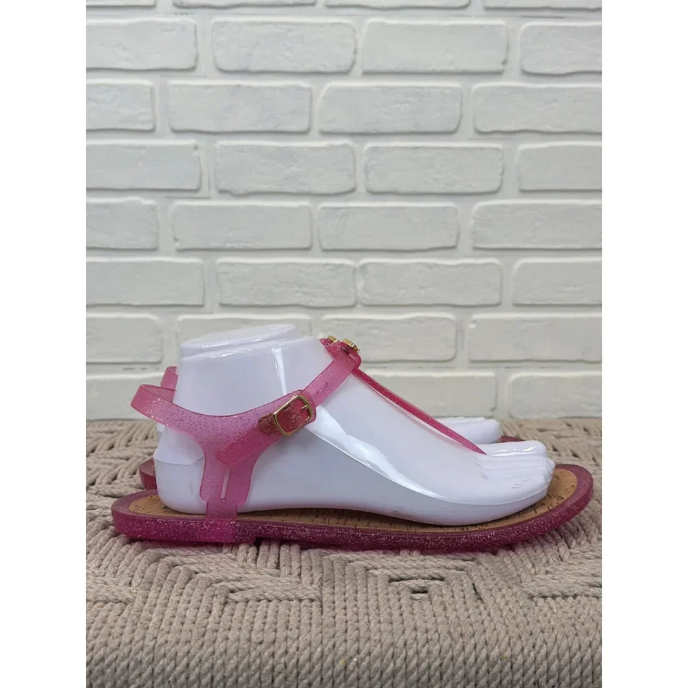 Kate Spade Pink Glitter Jelly T-Strap Thong Sandals Size 9